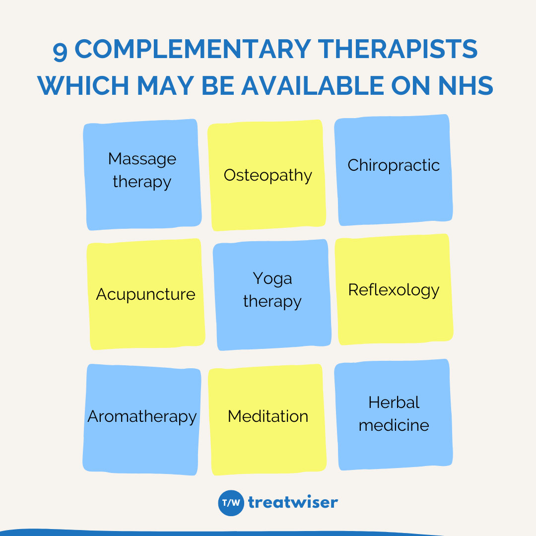 9 Complementary Therapists which may be available on NHS